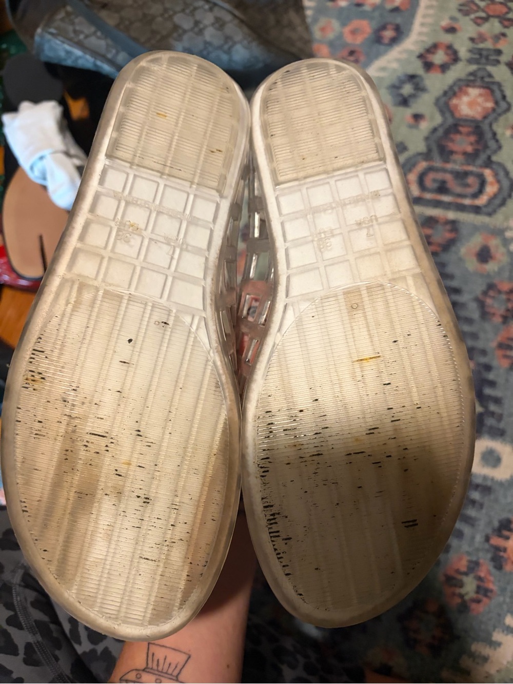 Jeffrey Campbell Clear Silver Lattice Slip-On Flats - Picture 2 of 2